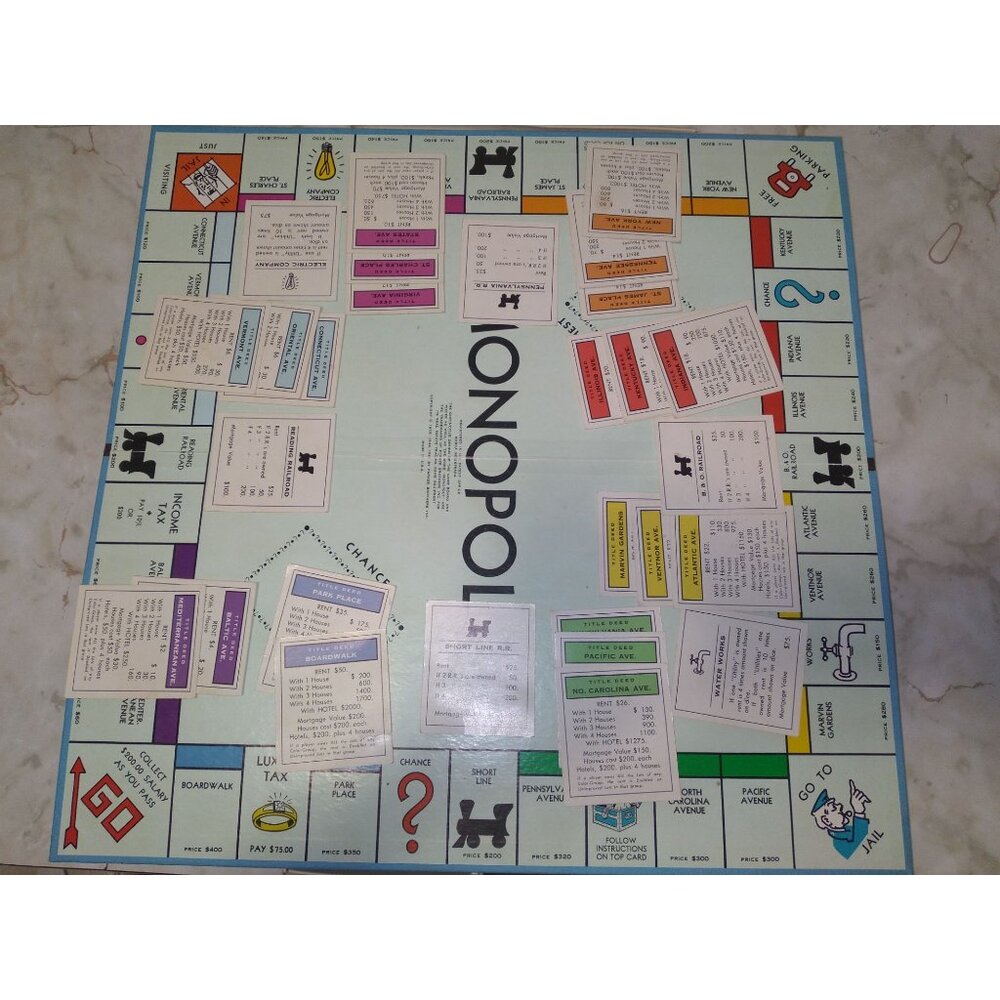 Vintage Parker Brothers Monopoly Board Game Set 1961 Edition READ